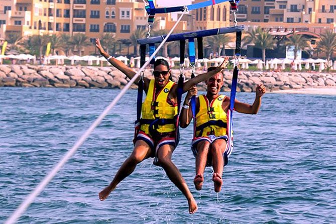 Parasailing - The crew setup: harness, life vest, then instructions