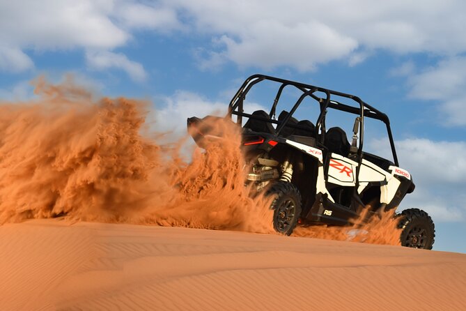 Polaris 1000CC 4Seater Buggy Rental in an open Desert Safari - First Stop: Nazwa Road Meets the Desert