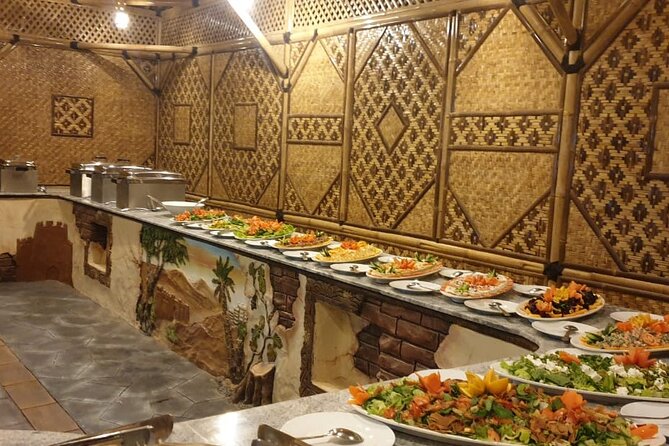 Premium Red Dunes Safari | Camel Ride | Dune Bashing | Sand Ski - BBQ Dinner Spread: Veg and Non-Veg, Plus Coffee and Dates