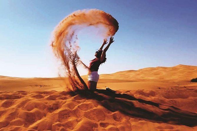 Private 4Hours Red Dunes Safari Camel Ride ,Falcon & Dune Thrills - Sandboarding on the Dunes (Short, Fun, Worth It)