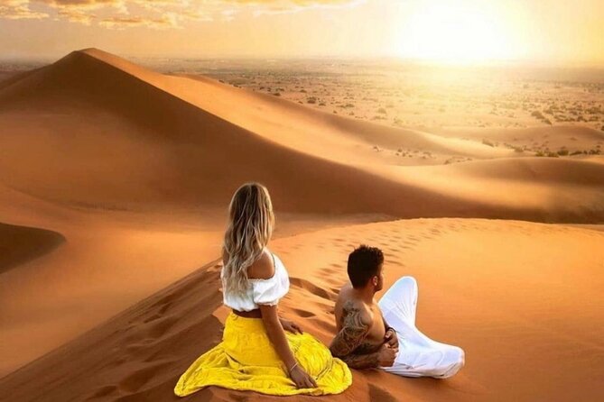 Red Sand Lahbab Desert Safari Adventure - Sunset Photo Moments Over the Dunes and Hajjar Mountains Views