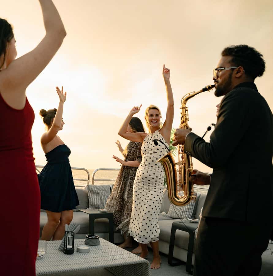 Sunseeker Superyacht: VIP Dinner, Premium Drinks& Live Music - Cruising the skyline: Burj Al Arab, Ain Dubai, and sunset photos