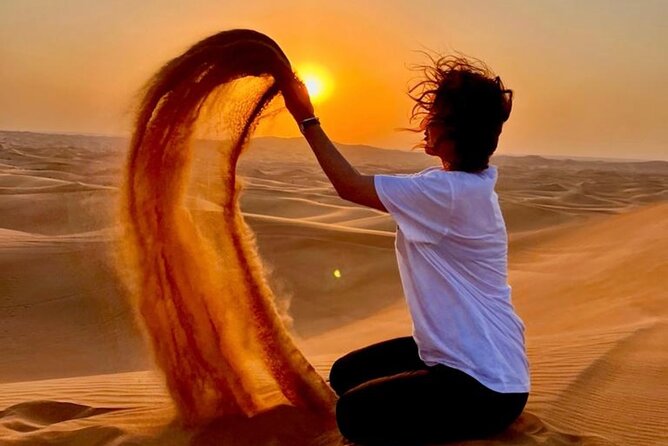 VIP Dubai Desert Safari with Quadbike,Sandboarding & BBQ dinner - Sandboarding under supervision