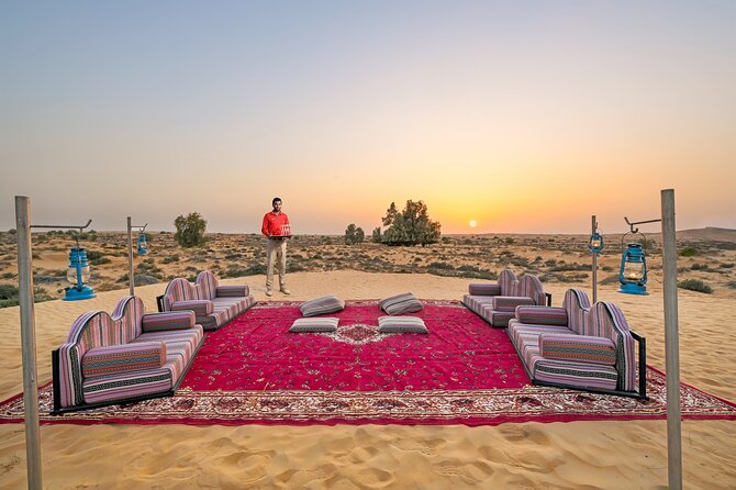 VIP Dubai Sunset Desert Safari: Camel Ride, BBQ, Unlimited Spirit - Bedouin Camp Time: Camel Ride, Sandboarding, and Henna Hands