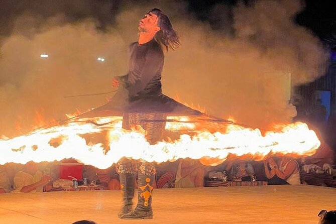 VIP Service | Red Dunes Sunset Desert Safari With BBQ Dinner - Camp Entertainment: Tanura, Belly Dance, and Fire Show Timing